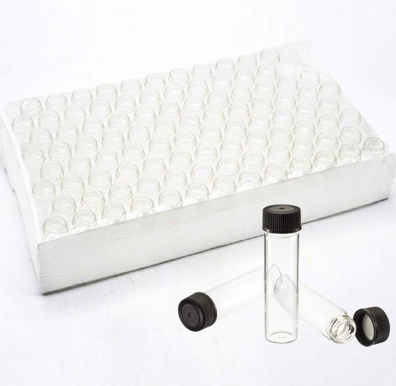 SUCOHANS Pack of 100 Glass Vials with Black Phenolic Screw Caps (4ml, Clear) - Image 1